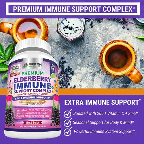 FRESH HEALTHCARE Elderberry Capsules - High Potency Black Elderberry with Zinc FRESH HEALTHCARE Au supplements