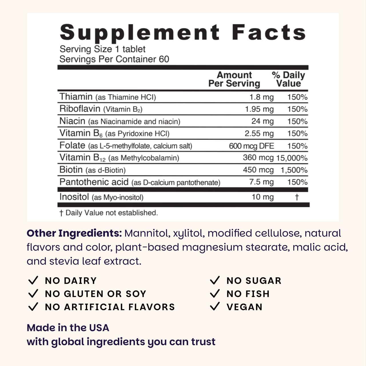 EZ Melts Dissolvable B-Complex - Vitamin B Complex - Provides Energy Metabolism & Heart Health Support - with Methylated B12 & Folate - Non-GMO & Vegan