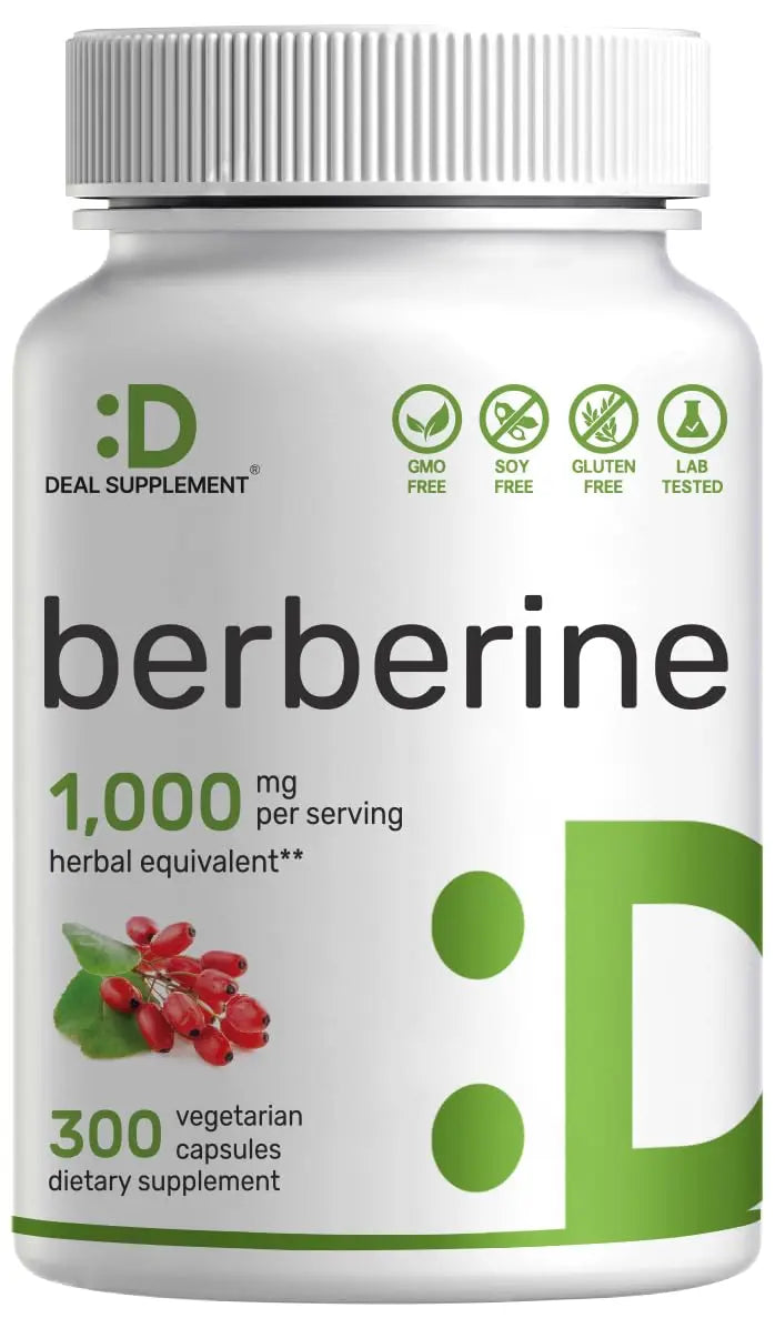 Berberine Supplement, 1,000mg Per Serving, 300 Veggie Capsules – 97% Pure Berberine DEAL SUPPLEMENT Au supplements