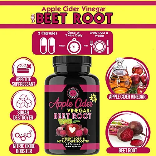 Angry Supplements Apple Cider Vinegar + Beet Root Capsules, Detox Pills, Nitric Oxide Angry Supplements Au supplements