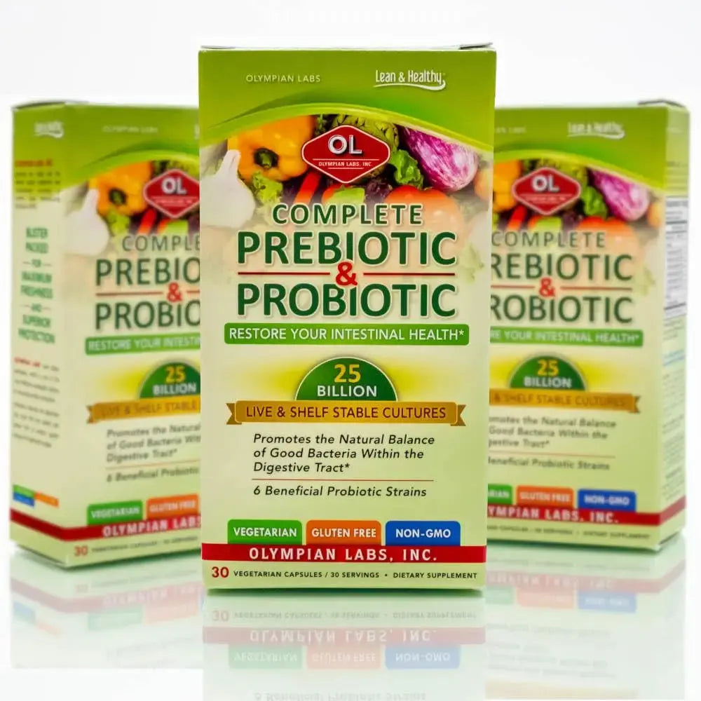 Olympian Labs Complete Prebiotic and Probiotic Supplement - 25 Billion Live Shelf Stable Cultures - 30 Vegetarian Capsules Olympian Labs Au supplements