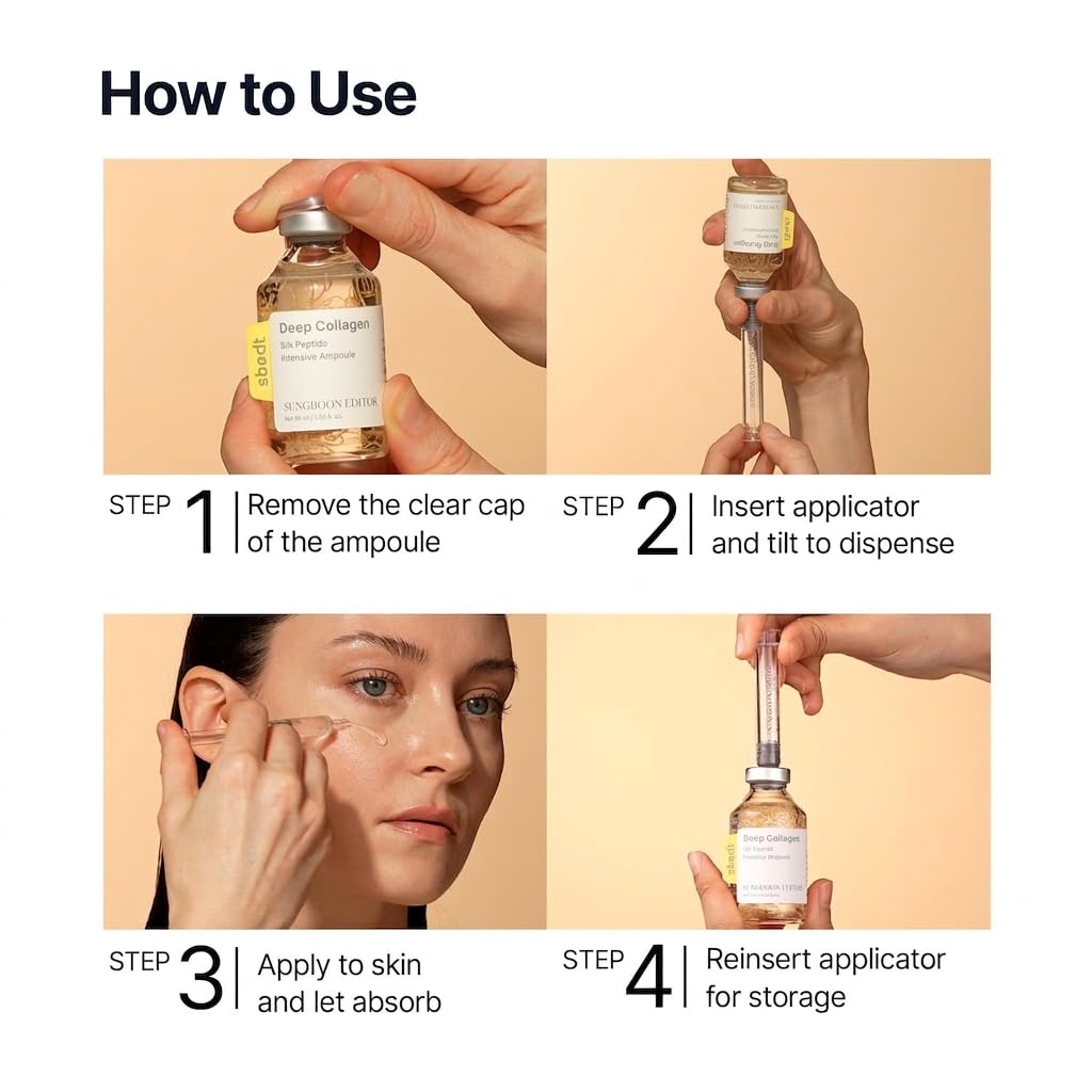 SUNGBOON EDITOR Glow Intensive Silk Peptide Ampoule, Copper Peptides Serum for Face with Collagen & Multi Peptides