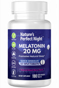 Nature's Perfect Night | Melatonin 20mg | 180 Quick Dissolve Tablets | Natural Mixed Berry Flavor |High Potency | Sugar Free