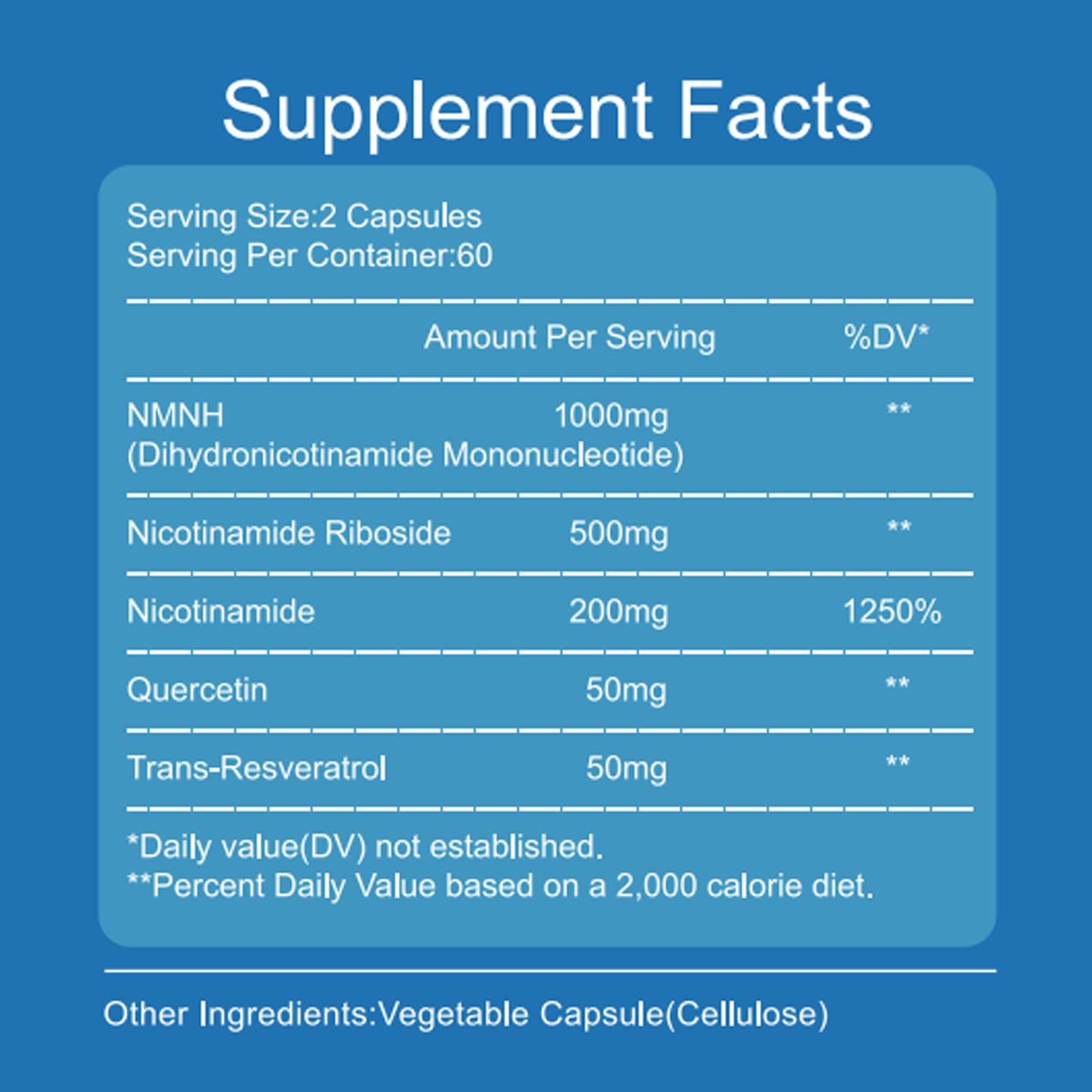 YZQ WAIDE NMNH (Dihydronicotinamide Mononucleotide), 1000mg NMNH Supplement to Boost NAD+ Levels Resveratrol Supplement with Quercetin for Energy, Aging, Non-GMO, Gluten Free, 120 Capsules YZQ WAIDE Au supplements
