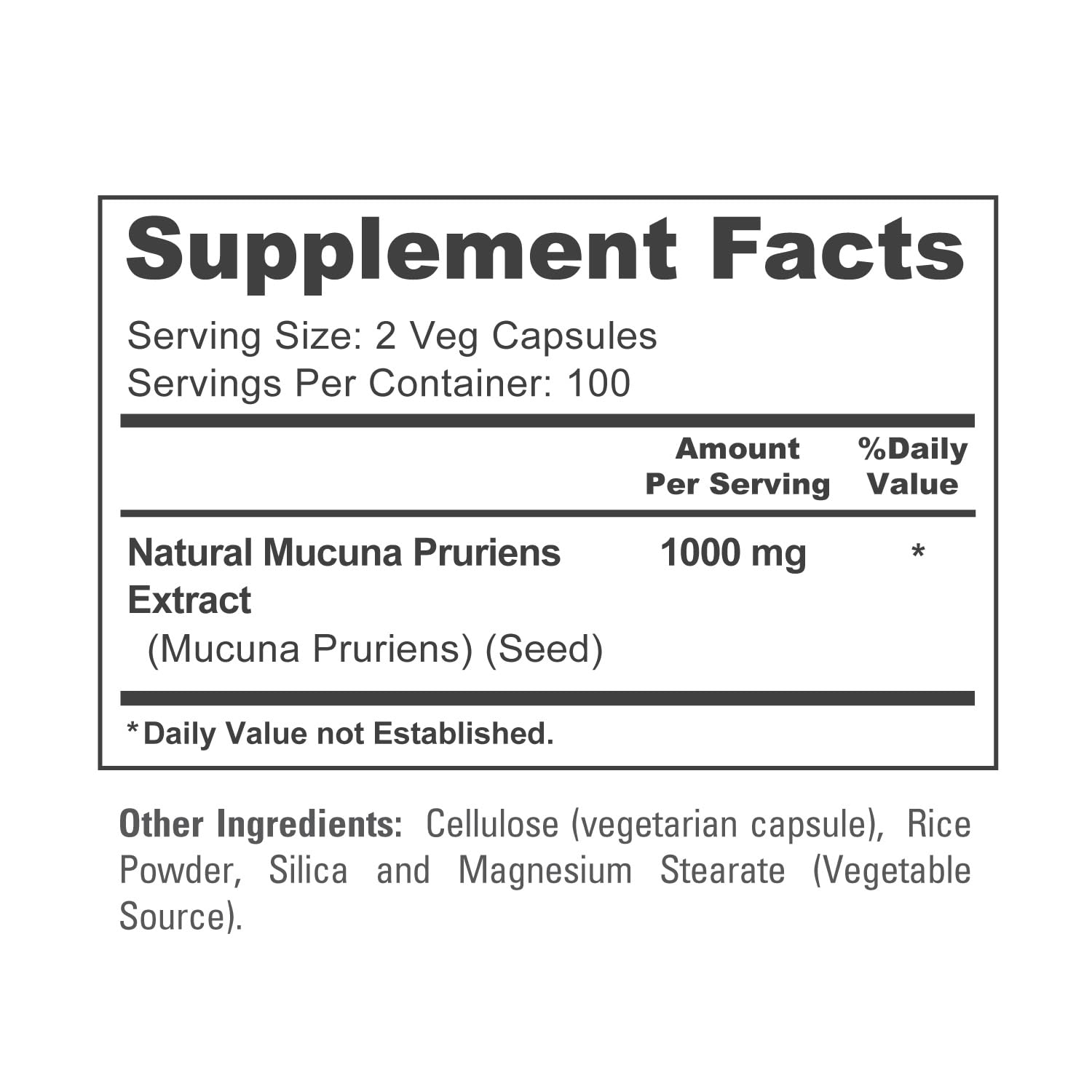 NusaPure Mucuna Pruriens 1000mg 200 Veggie Caps (Non-GMO, 100% Vegetarian, Vegan) NusaPure Au supplements