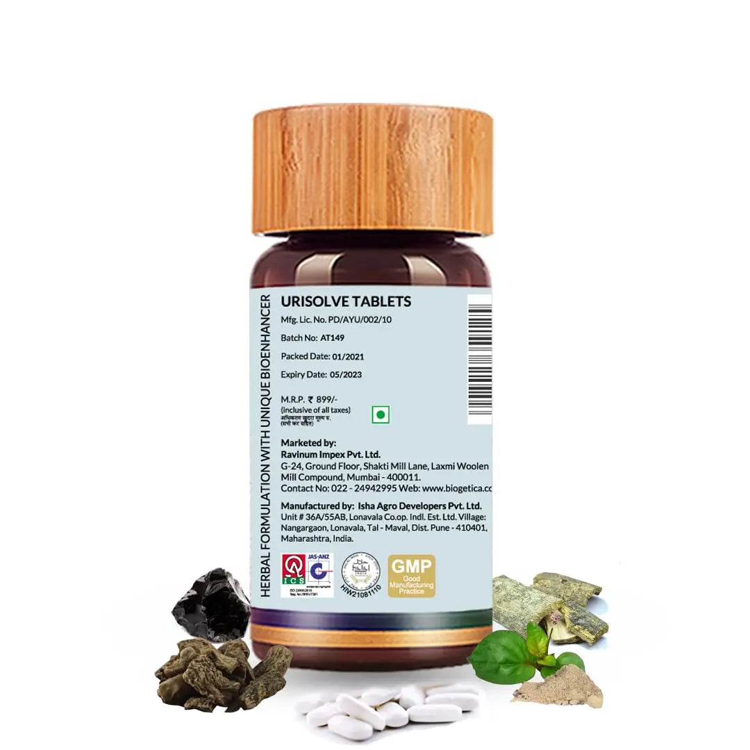 Biogetica Urisolve Kidney Care Herbal Supplement with Asparagus Racemosus & Terminalia Chebula for Optimal Urinary System Support - Non-GMO - 100% Vegan Ayurveda Supplement - 80 Tablets Biogetica Au supplements