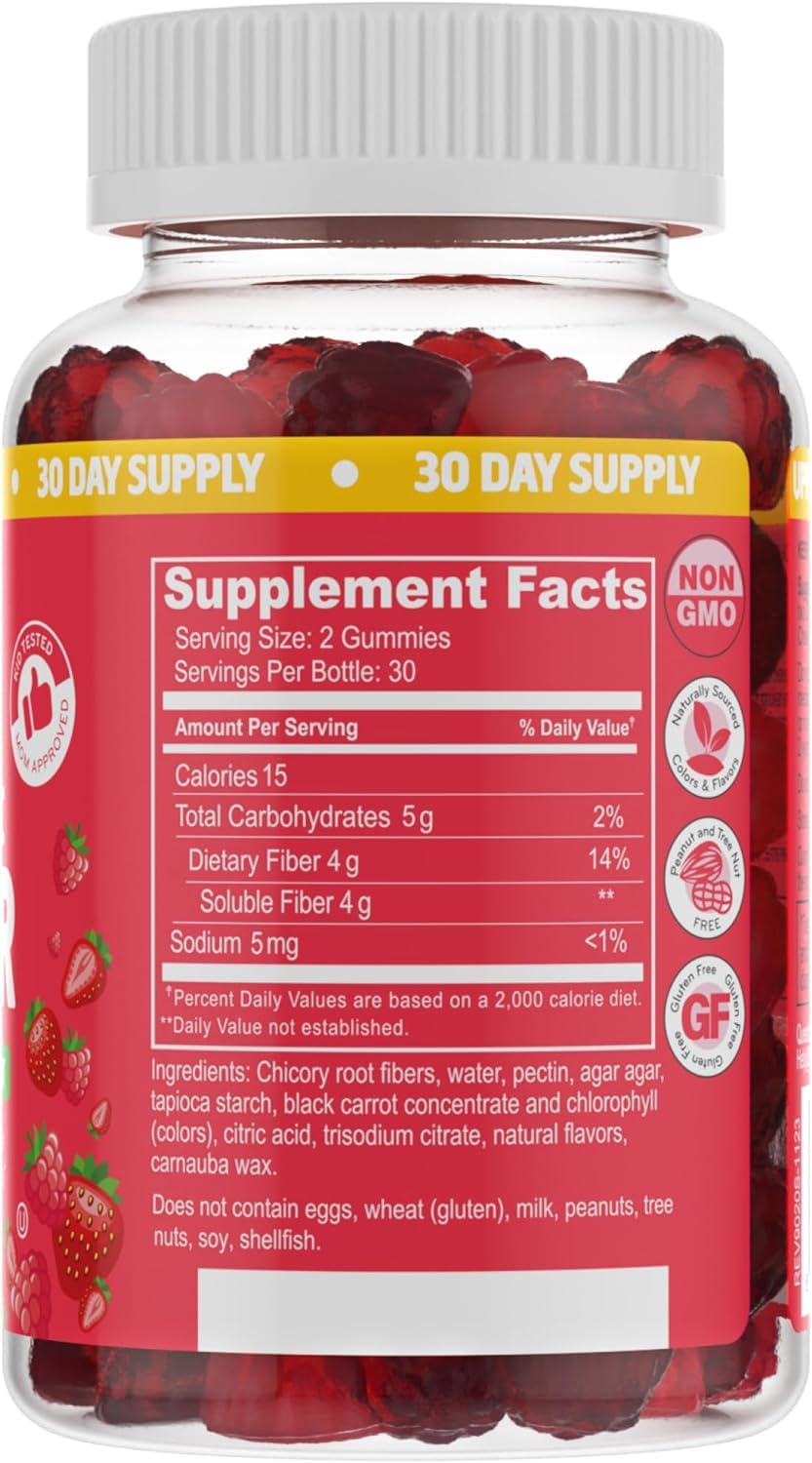 Desired Life Prebiotic Fiber Gummies for Adults and Kids – 4g Sugar Free Natural Berry Flavored Gummies - Supports Digestive Health