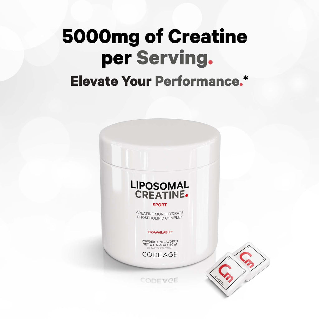 Codeage Liposomal Creatine Powder Supplement, Pure Creatine Monohydrate 5000mg, Pre Workout & Post Workouts - Unflavored Creatine, Micronized Creatine Powder - Creatinine for Sports - 30 Servings Codeage Au supplements
