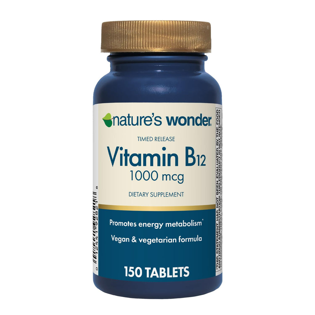 Nature's Wonder Vitamin B12 1000 mcg Timed Release Tablets for Energy Metabolism, Supports Brain Health and Nervous System Health