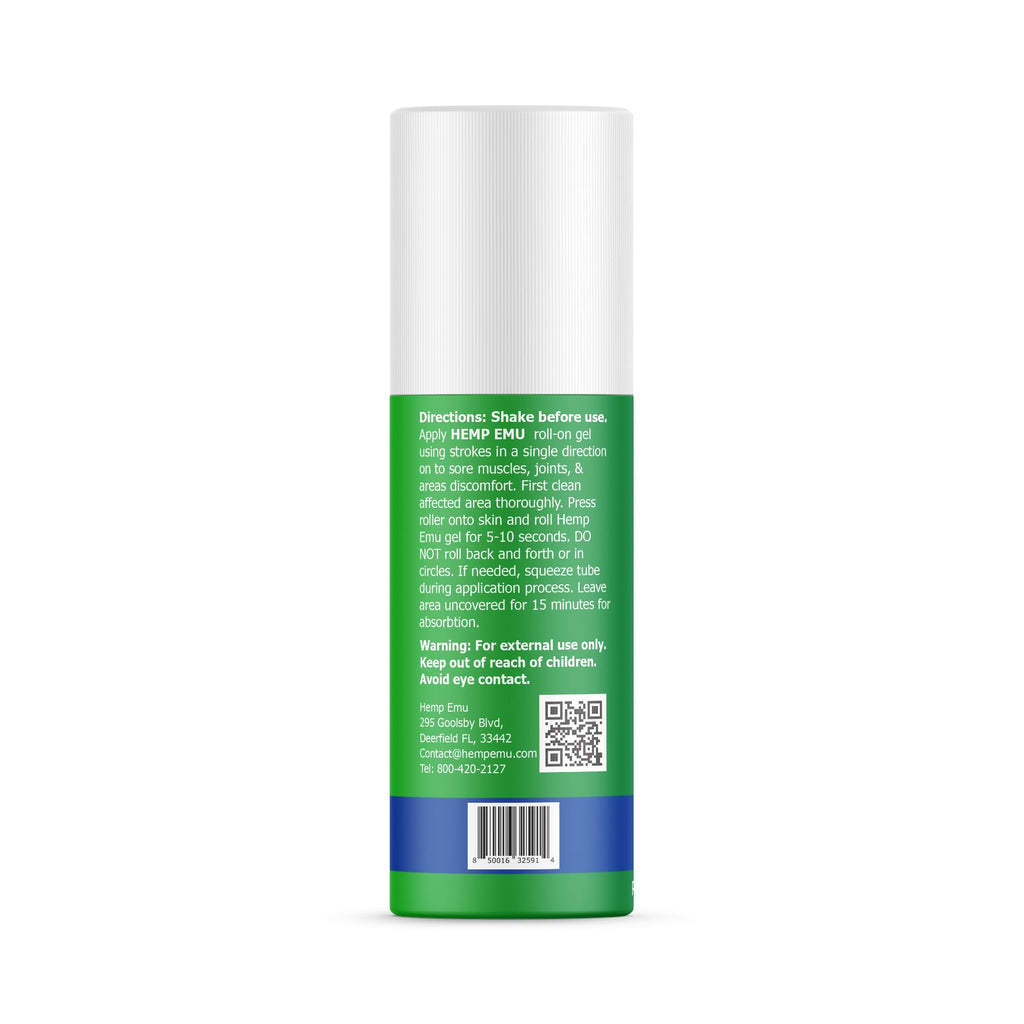 Hemp Emu - Hemp Roll On Gel - Muscle Rub for Back & Joint Discomfort - Soothing Gel with Organic Hemp Oil, Emu Oil, Menthol, Eucalyptus, Aloe Vera Hemp Emu Au supplements