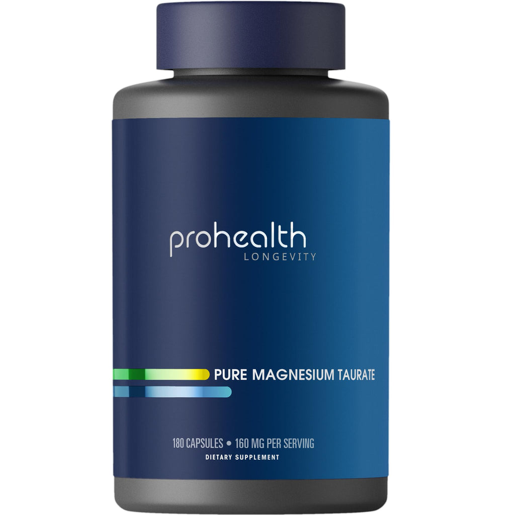 ProHealth Pure Magnesium Taurate, 160mg per Serving | Optimal Bioavailability Supplement for Healthy Aging | Supports Brain, Heart, and Muscle Health | Third-Party Tested for Quality | 180 Capsules ProHealth Au supplements