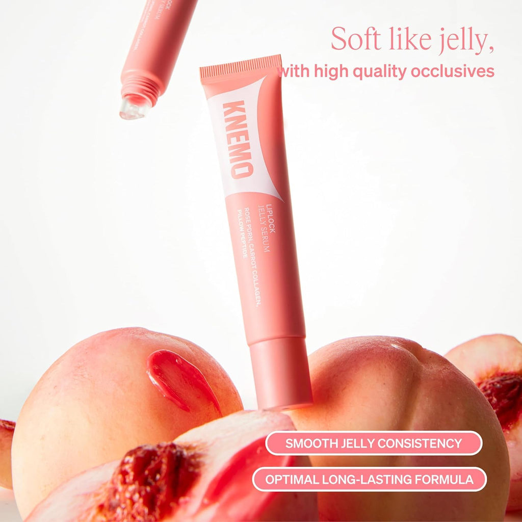 KNEMO LipLock Jelly Serum for Dry Lips, Long-Lasting, Hydrating, Plumping, Glossy Mask