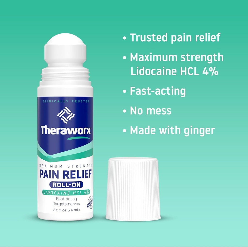 Theraworx Maximum Strength Pain Relief Roll-On with Lidocaine, Fast-Acting - 2.5 Oz - 2 Count Theraworx Au supplements