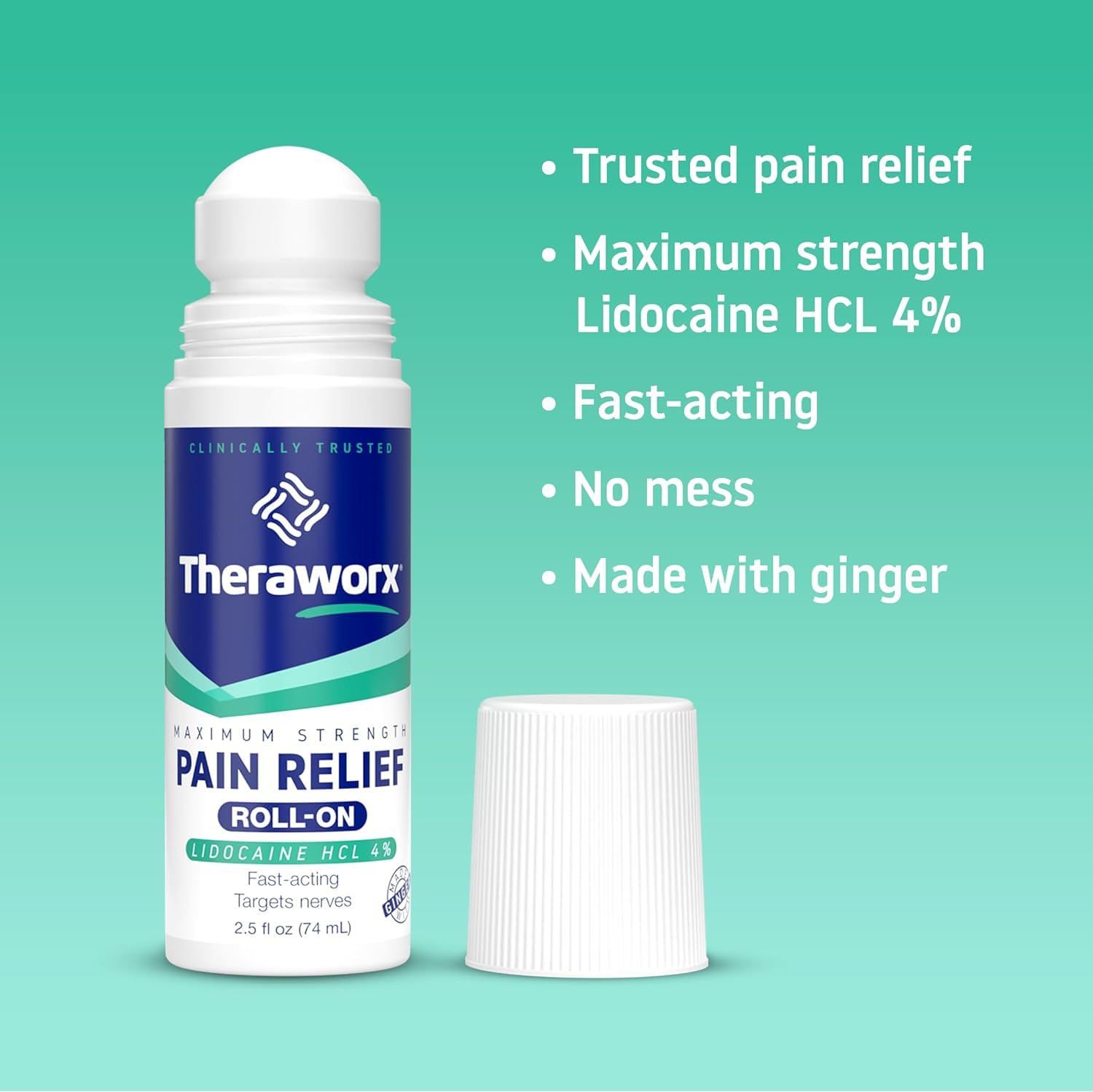 Theraworx Maximum Strength Pain Relief Roll-On with Lidocaine, Fast-Acting - 2.5 Oz - 2 Count Theraworx Au supplements