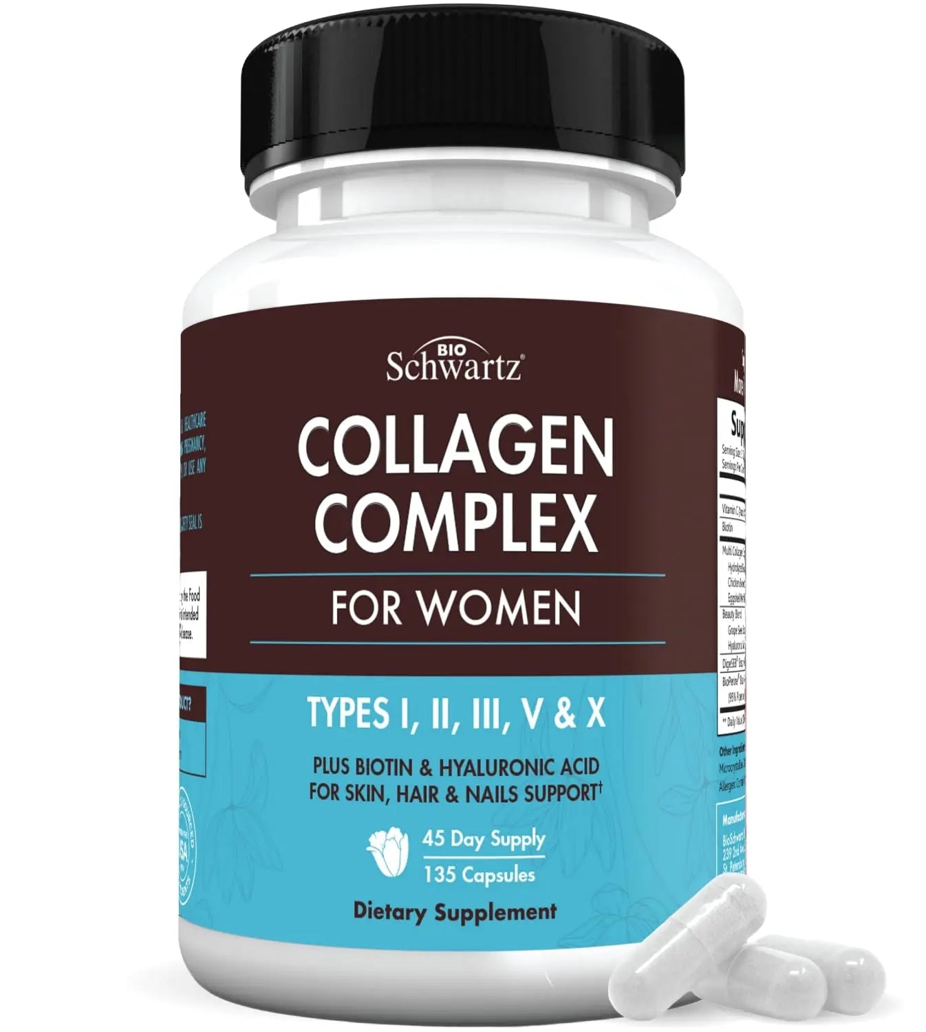 Multi Collagen Pills for Women (Types I II III V X) with Vitamin C Hyaluronic Acid Biotin BioSchwartz Au supplements