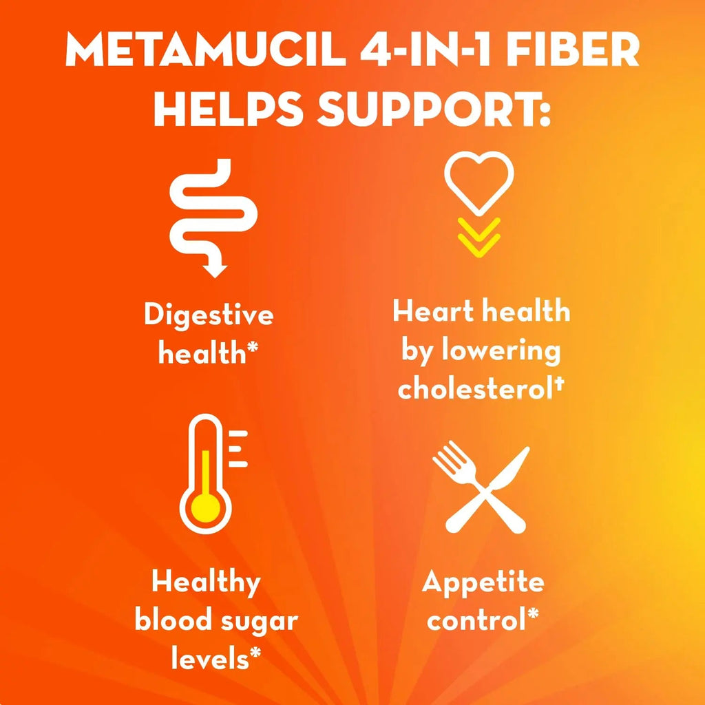 Metamucil, Daily Psyllium Husk Powder Supplement with Real Sugar, 4-in-1 Fiber Metamucil Au supplements