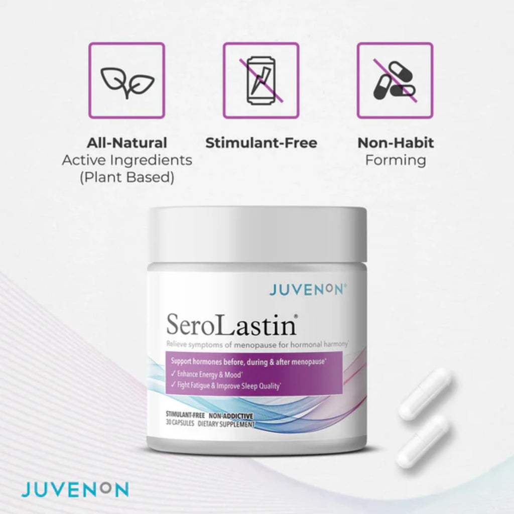 Juvenon Menopause Supplements for Women Mood Support, Hot Flashes Relief, Peri-Menopausal Support, Hormone Balance, Promote Calm, Energy, Clarity, Sleep, Natural Herbal Supplement, (30 Capsules) Juvenon Au supplements