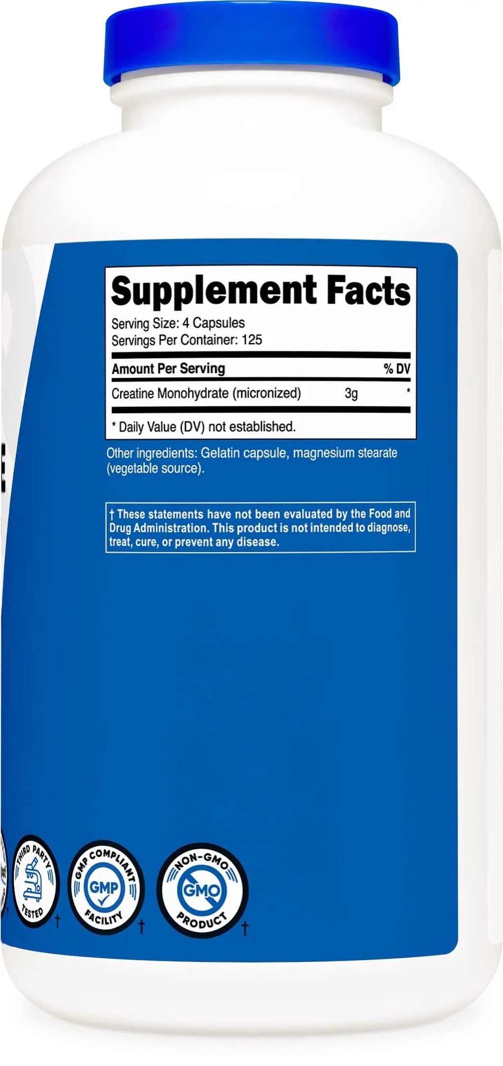 Nutricost Creatine Monohydrate 3000mg (750mg Per Cap), 500 Capsules (3 Bottles) Nutricost Au supplements