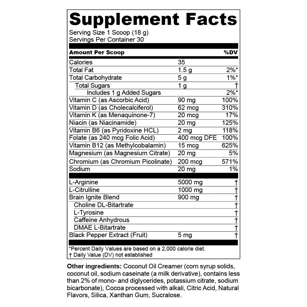 MTN OPS Hot Ignite Supercharged Energy Drink Mix Focus Enhancer, Hazelnut Cocoa MTN OPS Au supplements
