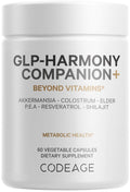 Codeage GLP-Harmony Companion+ Supplement - GLP-1 Agonist Support - Lion's Mane, Pea, Colostrum, Shilajit, Akkermansia, Elder, Citrus Bioflavonoids, Broccoli, Resveratrol - Non-GMO - 60 Capsules Codeage Au supplements