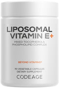 Codeage Liposomal Vitamin E Supplement - All Vitamin E Tocopherols - 3-Month Supply - Alpha Tocopherols, Beta, Gamma, and Delta - Liposomal Mixed Tocopherols - Non-GMO Phospholipid - 90 Capsules Codeage Au supplements