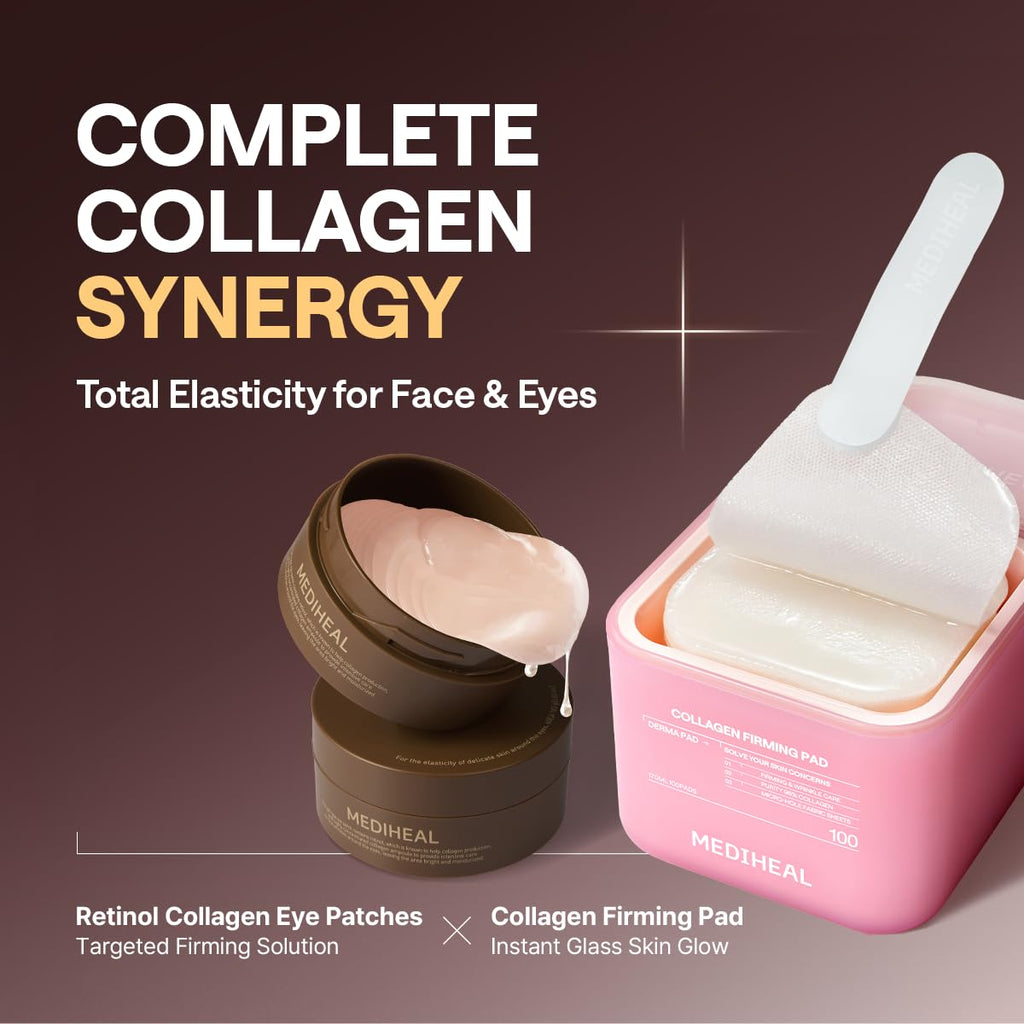 Mediheal Retinol Collagen Under Eye Patches - Korean Hydrogel Eye Pads (60 patches) with 95% Retinol & Collagen