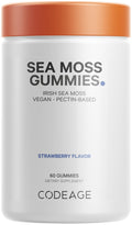 Codeage Irish Sea Moss Gummies Supplement - 300mg Irish Sea Moss 10:1 Extract - Delicious Strawberry Flavor - Vegan, Non-GMO, Gluten-Free - 60 Gummies Codeage Au supplements
