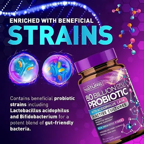 80 Billion CFU Probiotic - Daily Digestive Gut Health Supplement for Men & Women Built by Nature Au supplements