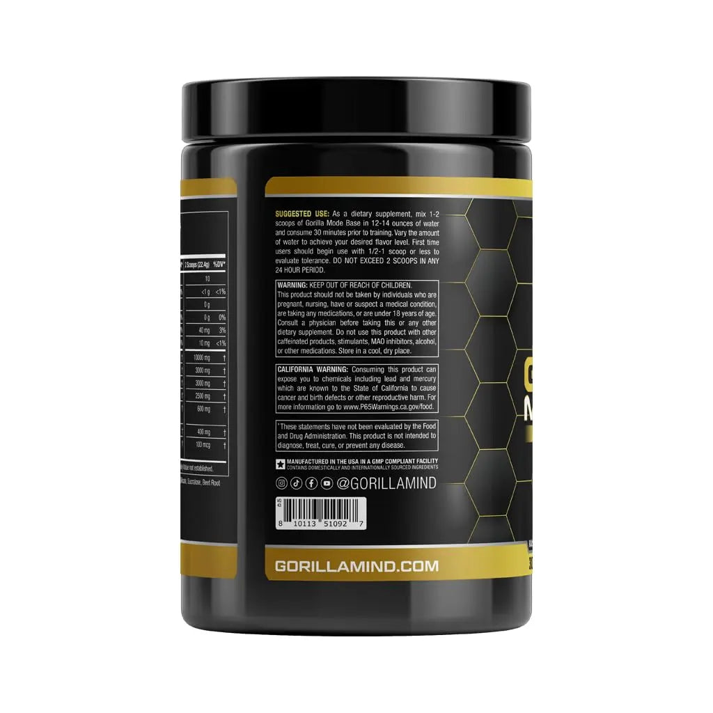 Gorilla Mode Base Pre Workout - Raises Nitric Oxide · Intense Focus & Drive · Endurance Gorilla Mind Au supplements