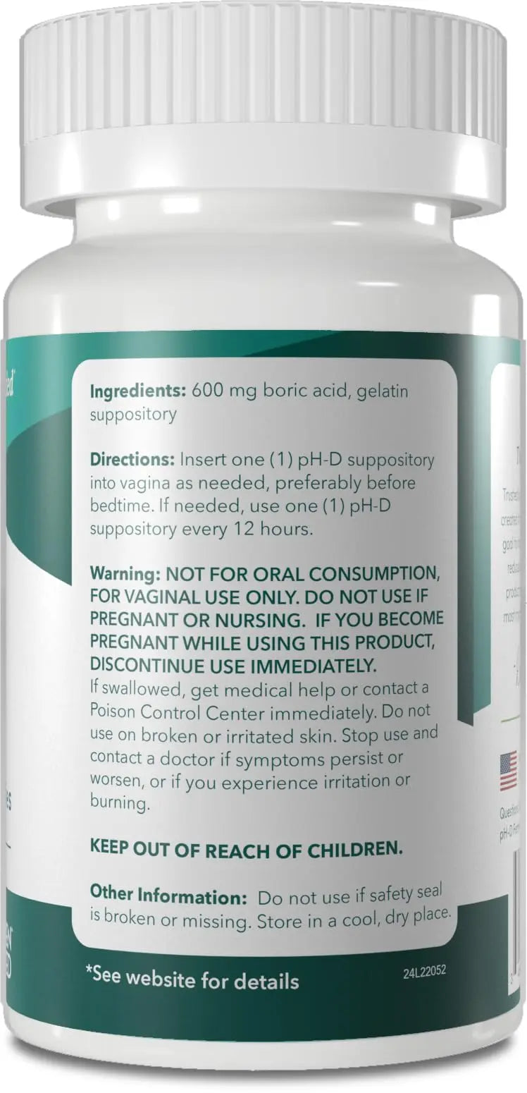 pH-D Feminine Health - 600 mg Boric Acid Suppositories - Woman Owned - for Vaginal Odor Use - 36 Count pH-D Feminine Health Support Au supplements