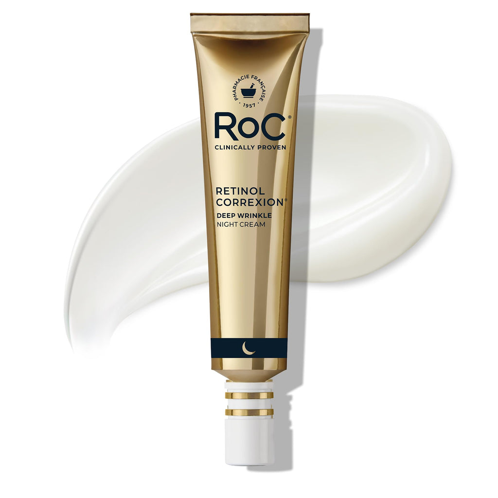 RoC Retinol Correxion Night Cream for Deep Wrinkles, Anti Aging Skincare Treatment Women and Men, 1.0 oz