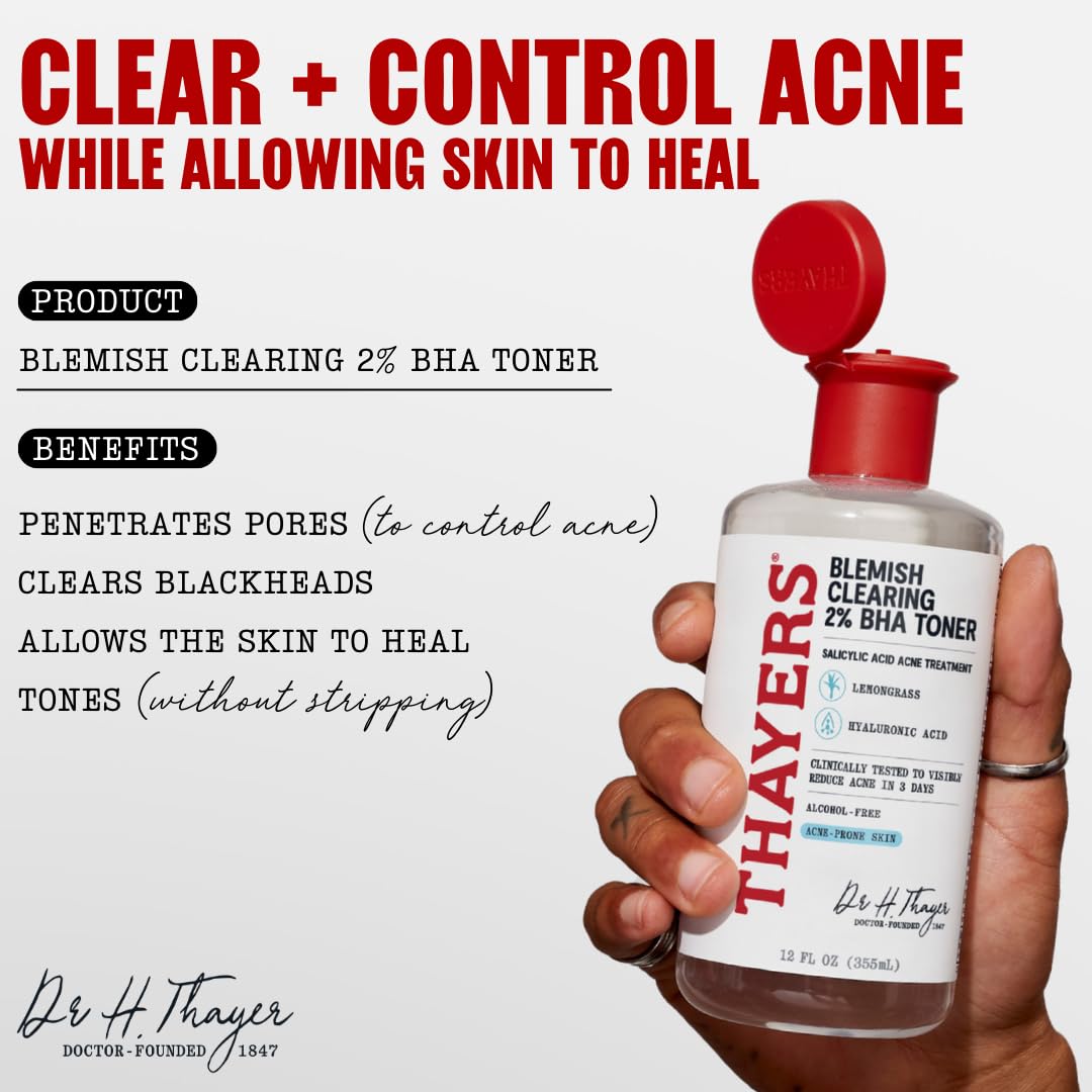 Thayers Blemish Clearing Salicylic Acid Toner, Acne Treatment Face Toner with 2% Salicylic Acid
