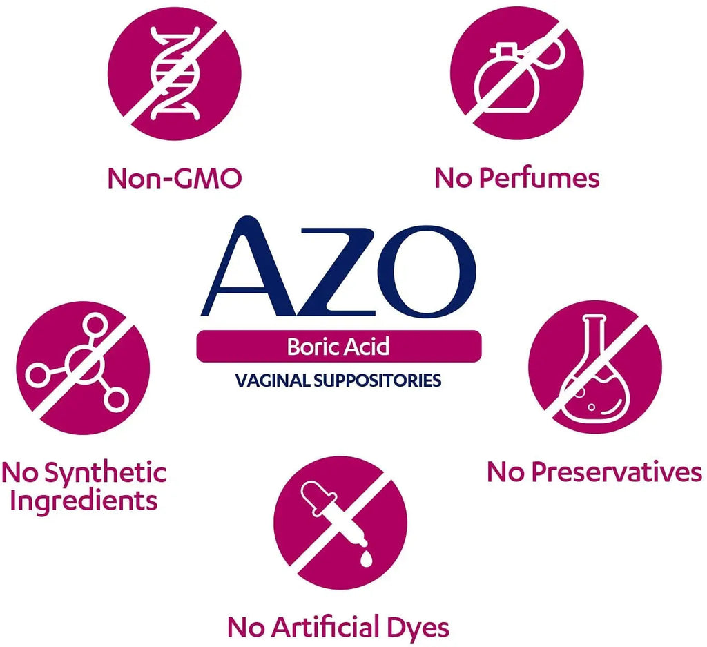 AZO Boric Acid Vaginal Suppositories, 30 Count + AZO Dual Protection, 30 Count, Urinary + Vaginal Support* AZO Au supplements