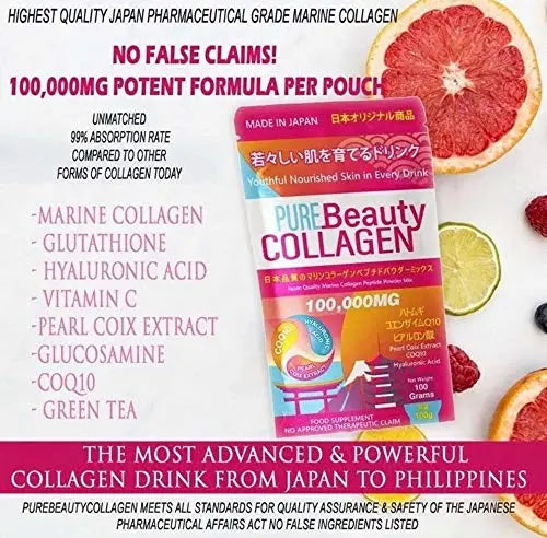 Pure Beauty Collagen 100,000mg Marine Collagen Powder Mix Pure Beauty Collagen Au supplements