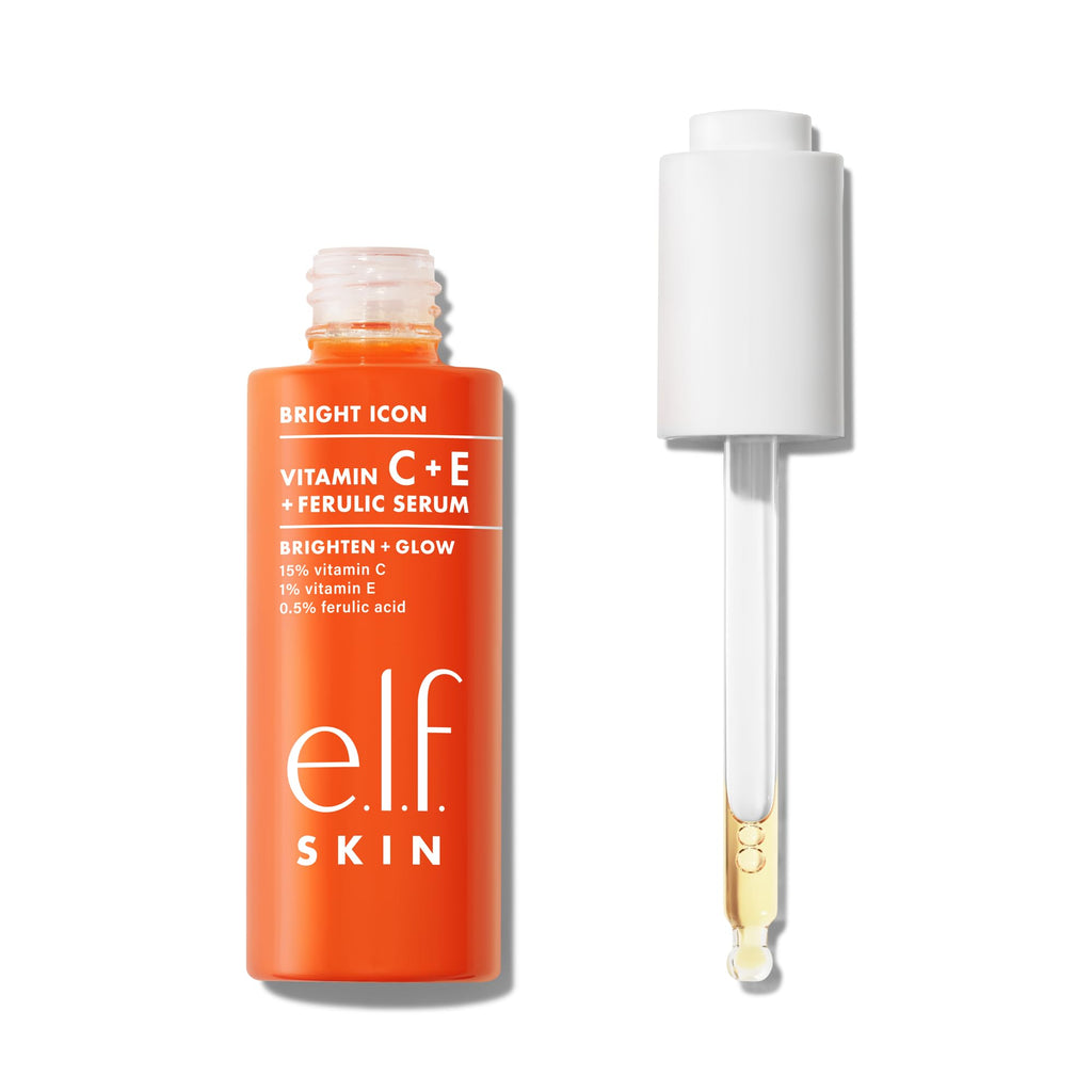 e.l.f. SKIN Bright Icon Vitamin C + E + Ferulic Serum, Brightening & Soothing Face Serum, Helps Even Skin Tone