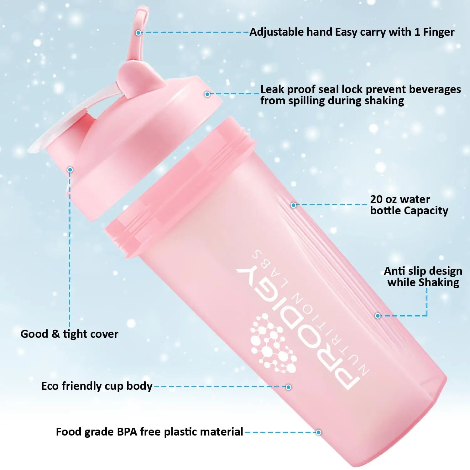 Protein Shaker 20oz Large Shaker Bottle Perfect for Workout Supplements, Protein powder Prodigy Nutrition Labs Au supplements