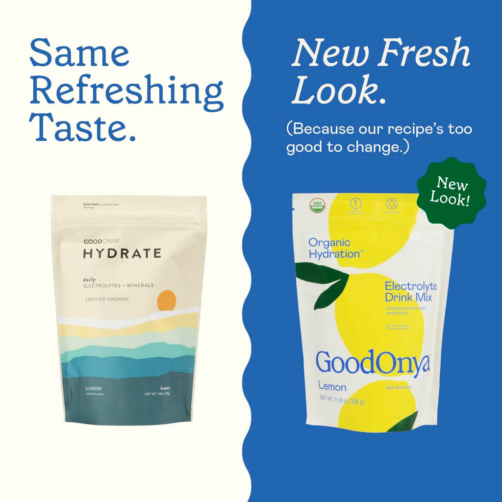 GOODONYA Organic Hydration Electrolyte Drink Mix, Certified Organic Hydration Powder, Non-GMO, Biochecked Glyphosate Free, Low Sugar, Lemonade Flavor,