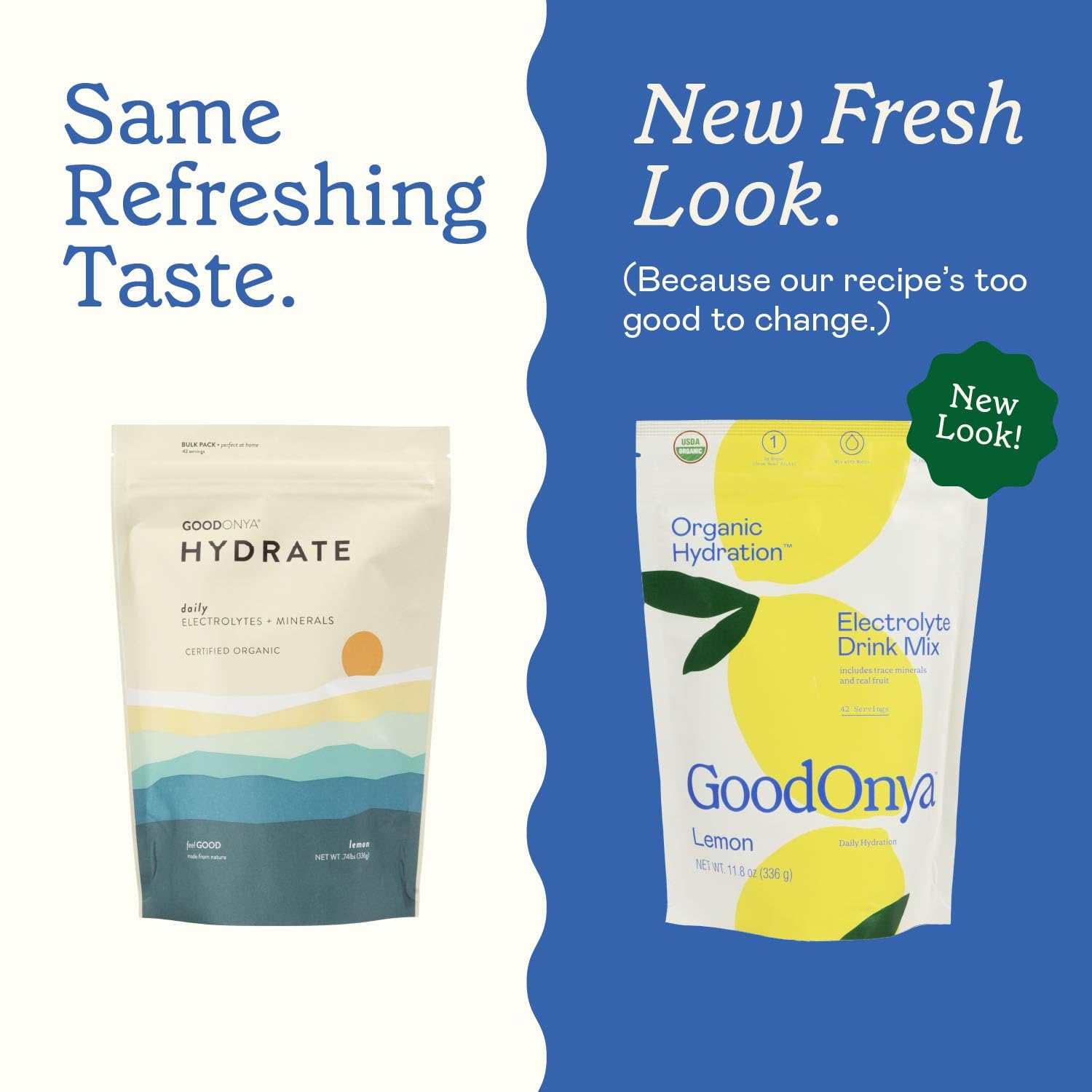 GOODONYA Organic Hydration Electrolyte Drink Mix, Certified Organic Hydration Powder, Non-GMO, Biochecked Glyphosate Free, Low Sugar, Lemonade Flavor,
