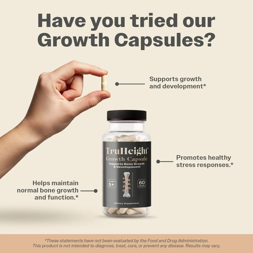 TruHeight Growth Capsules - Tall Nutrition for Natural Growth Supplement for Kids & Teens - Pediatric Vitamin D, K, Calcium & Ashwagandha - Bone Strength TruHeight Au supplements