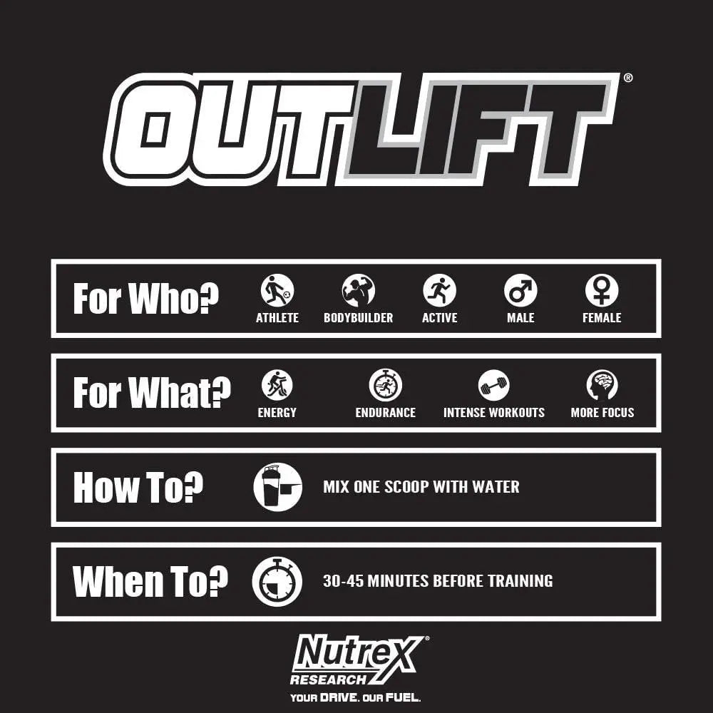 Nutrex Outlift Clinically Dosed Pre Workout Powder with Creatine, 8G Citrulline, BCAA Nutrex Research Au supplements
