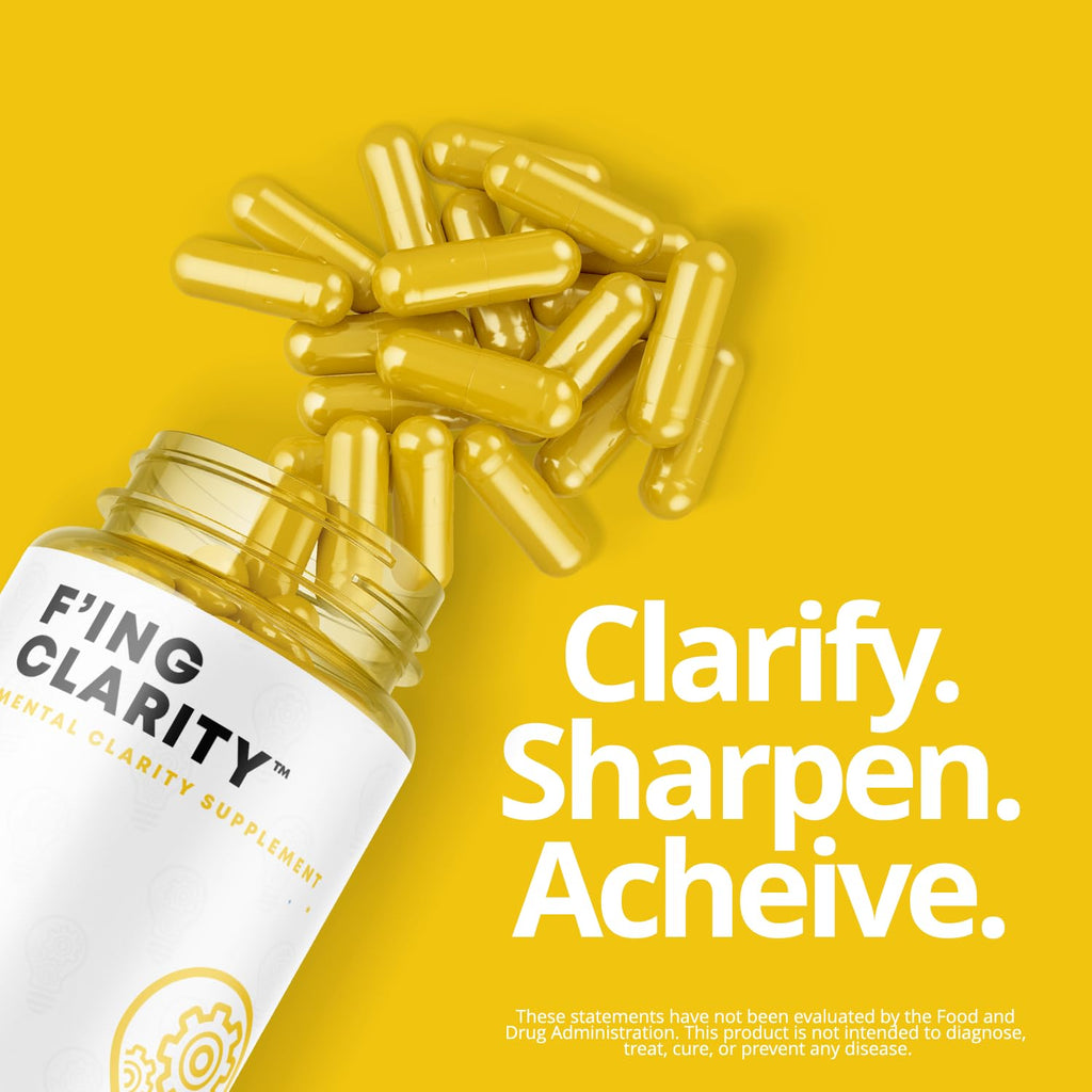 F'ing Clarity - Clarity, Memory + Brain Boosting Nootropic Supplement | Bacopa Extract, Phosphatidylserine 20%, Gingko Biloba Extract, Rhodiola Rosea Extract, DMAE Bitrartrate, B-12, Huperzine A F'ing Au supplements