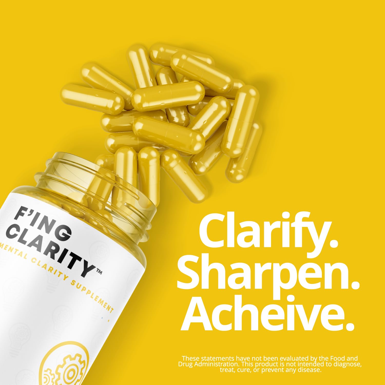 F'ing Clarity - Clarity, Memory + Brain Boosting Nootropic Supplement | Bacopa Extract, Phosphatidylserine 20%, Gingko Biloba Extract, Rhodiola Rosea Extract, DMAE Bitrartrate, B-12, Huperzine A F'ing Au supplements