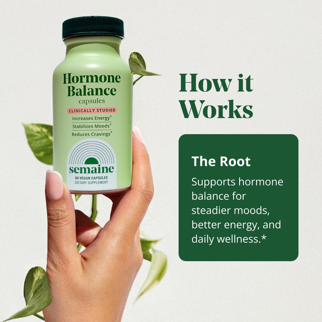 Semaine Hormone Balance – Clearer Skin, Enhanced Moods, Deeper Sleep & Happier Hormones. Hormone-Free, Vegan Capsule, Multi-Symptom Support (60 ct) Semaine Au supplements