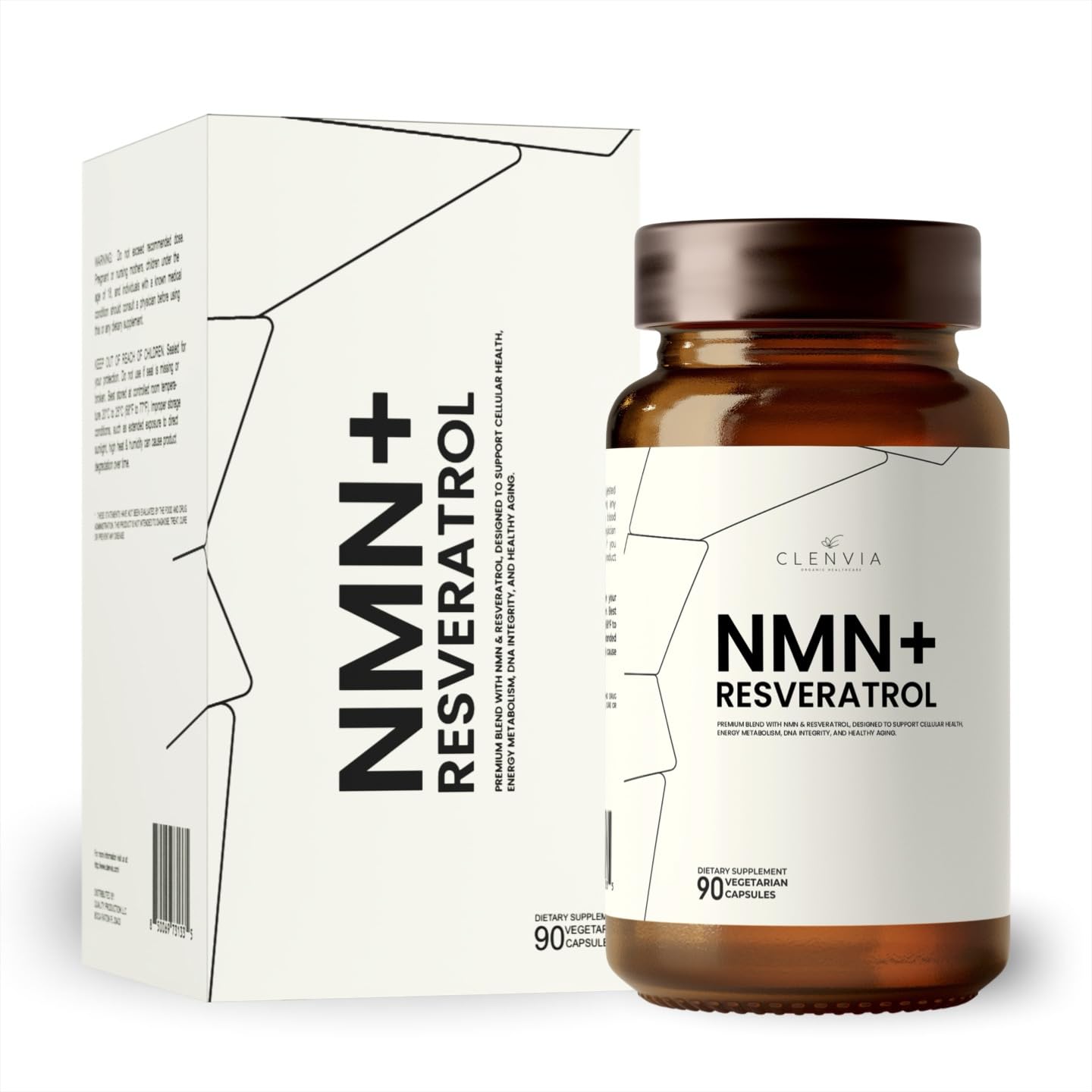 CLENVIA Premium NMN Supplement with Resveratrol – High Potency NAD+ Support Formula – >99.7% Purity – Third-Party Tested – Made in USA – 500mg Nicotinamide + 100mg Resveratrol – 90 Capsules CLENVIA Au supplements