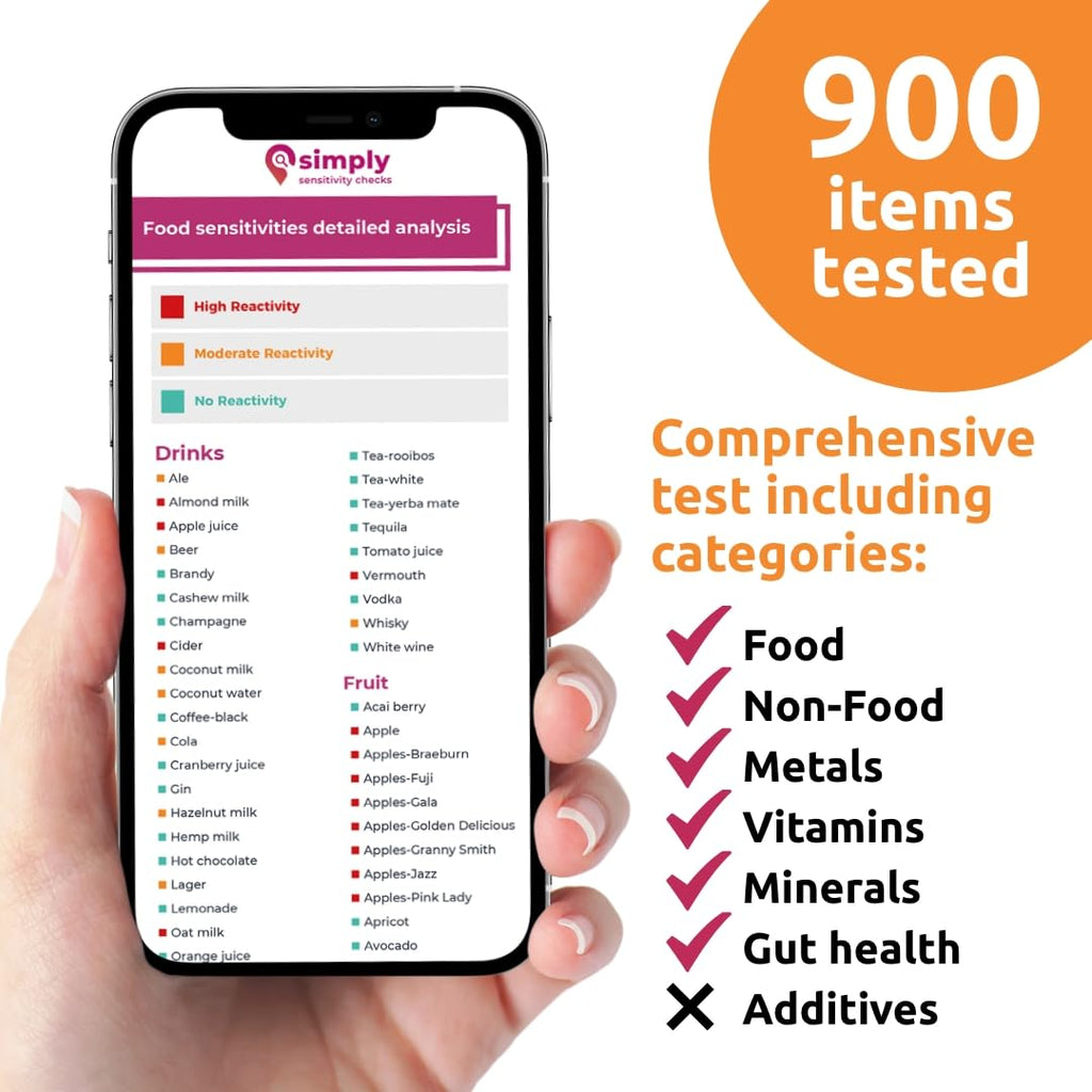 Simply Sensitivity Checks 900+ Items Food Sensitivity Test Kit for Adults – Foods & Non-Foods, Including Lactose, Gluten, Vitamins, Minerals, Gut Health & More – at-Home Food Intolerance Test Kit Simply Sensitivity Checks Au supplements