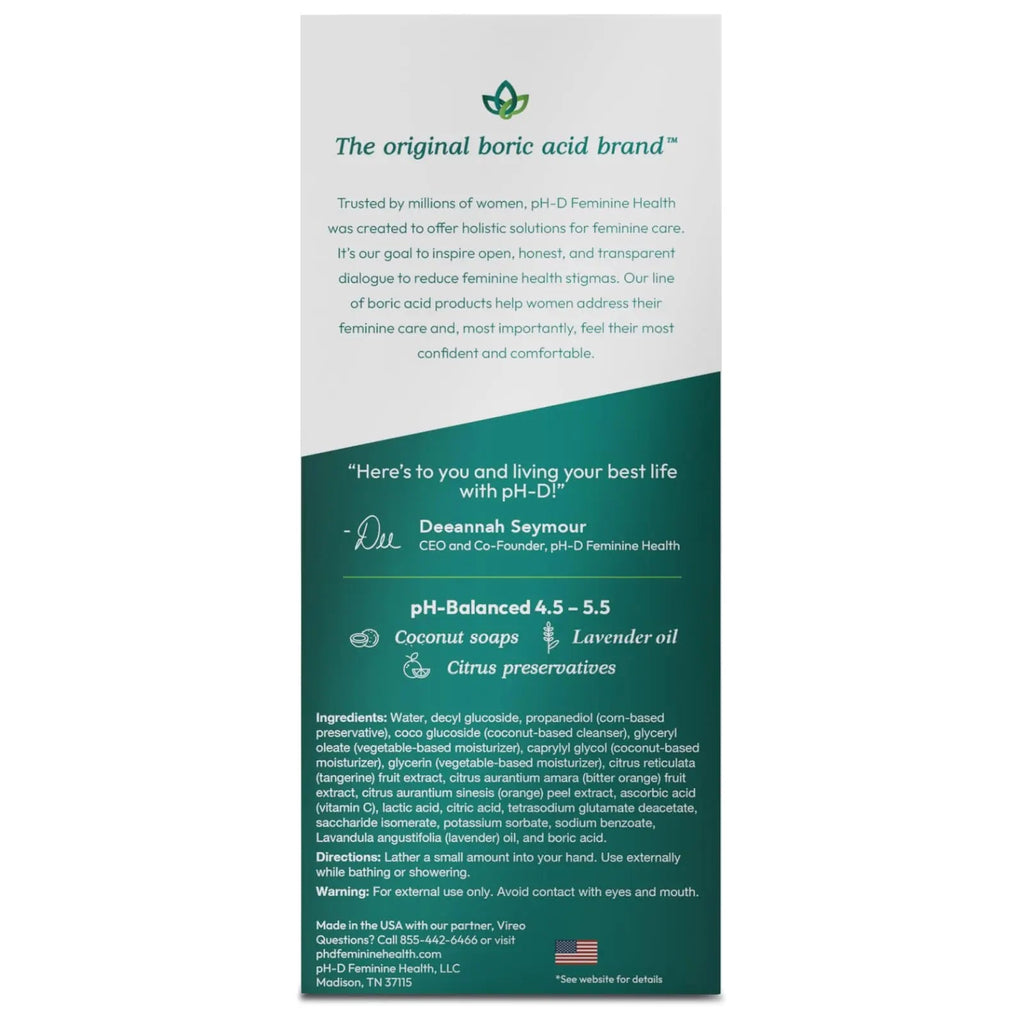 pH-D Feminine Health - Boric Acid Foam Wash - pH-Balanced, Paraben-Free, and Plant-based pH-D Feminine Health Support Au supplements