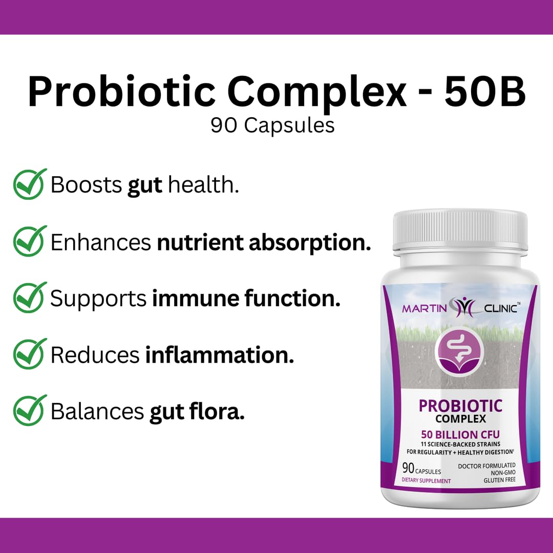 martin clinic Probiotic for Gut Health & Immune Support — Daily Digestive Balance, Bloating Relief & Better Nutrient Absorption — 60 Capsules martin clinic Au supplements