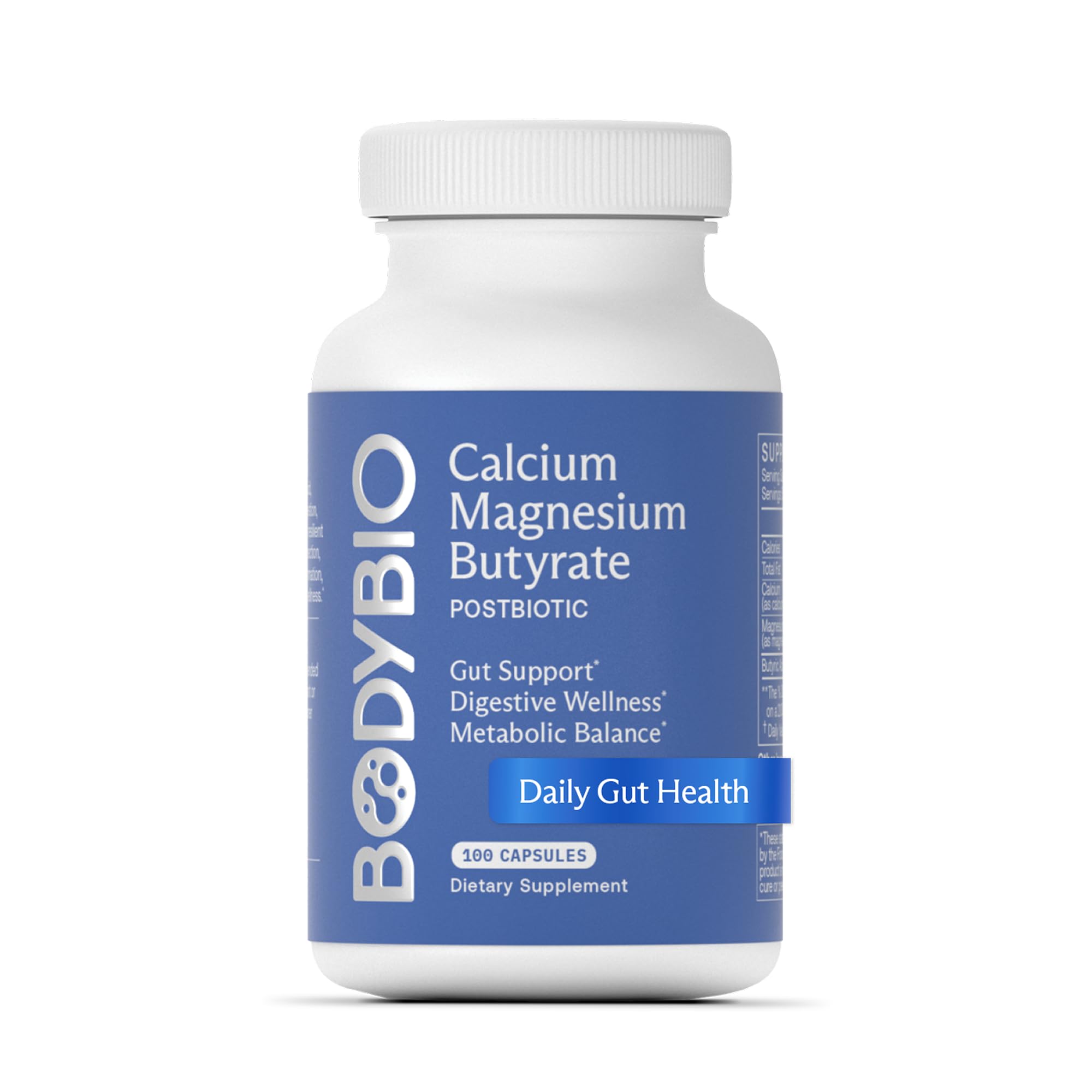 BodyBio Butyrate - Postbiotic for Gut Health, Digestive Support, Bloat, Gas & Constipation Relief, Leaky Gut Repair - Calcium, Magnesium