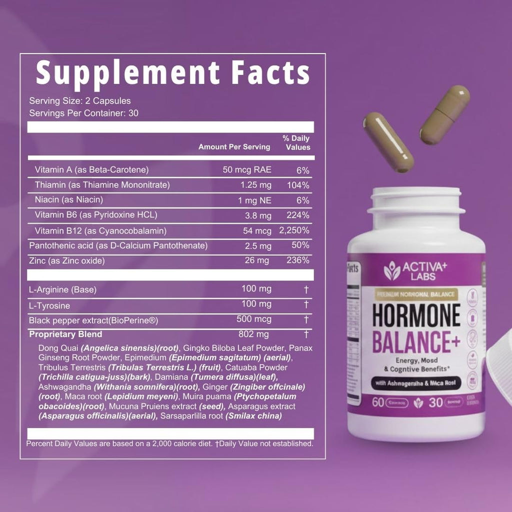 Activa Labs+ Hormone Balance for Women | Boost Energy, Mood, Libido and Focus | Supports Cycle&Menopause Comfort | Gluten, Soy&Lactose Free | 30 Day Supply Activa Labs Au supplements