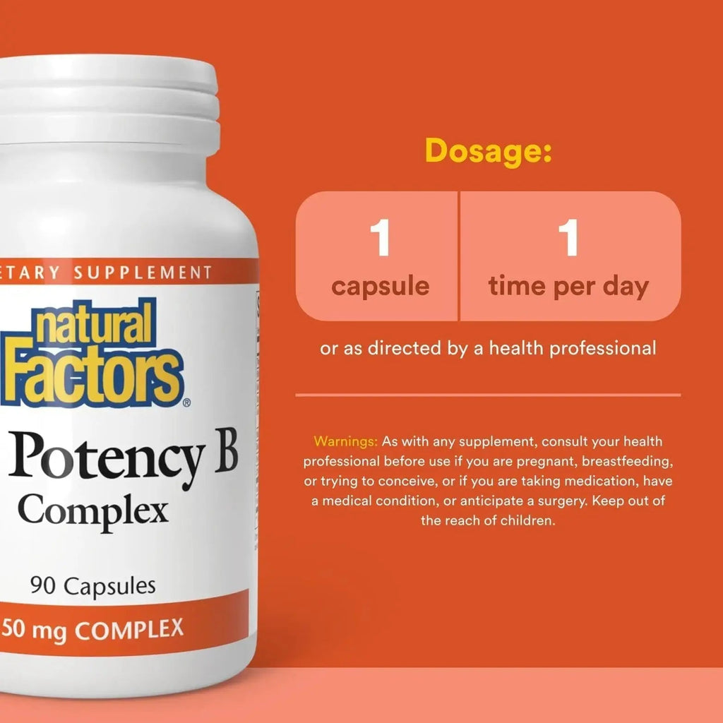 Natural Factors Hi Potency B Complex, 50 mg, 90 Capsules Natural Factors Au supplements